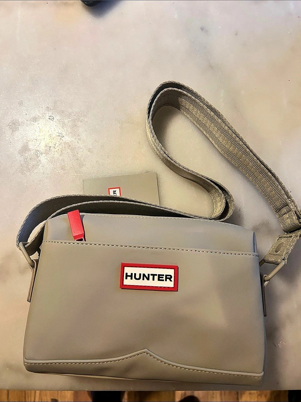 Hunter Original Rubberised Mini Crossbody Bag Beige